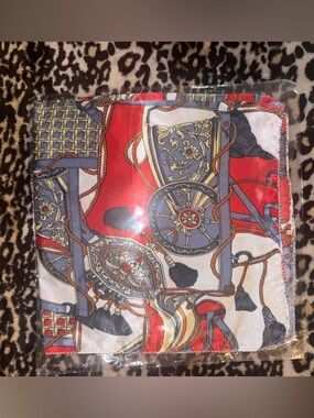 Red and Cream Decorative Scarf with Nautical Medallion Print